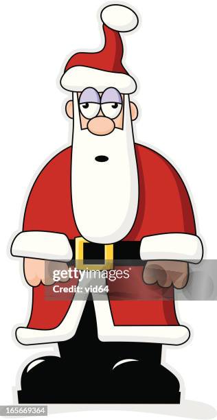 tired santa - christmas depression stock illustrations