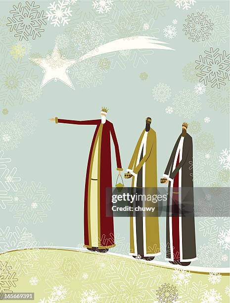 stockillustraties, clipart, cartoons en iconen met three wise men travel together - three wise men