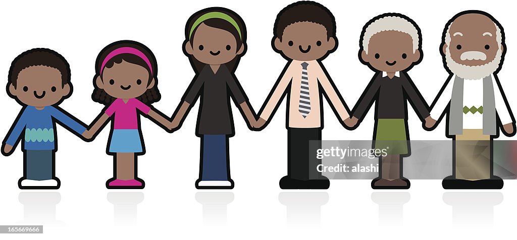 Dear Cute Multi-generation Family Holding Hands
