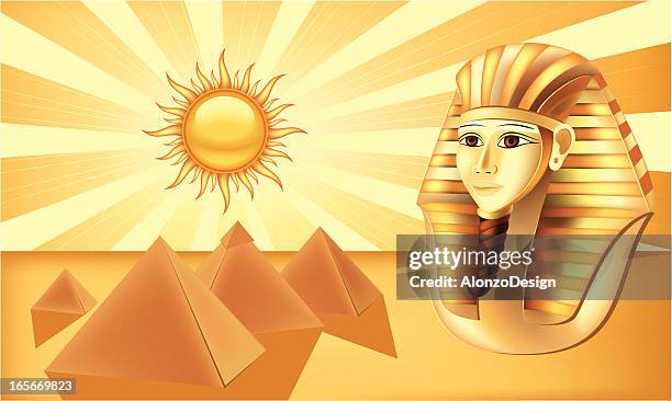 pharaoh and pyramids - egyptian tomb background stock illustrations