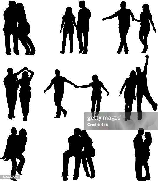 romantic couples - couple hugging silhouette stock illustrations