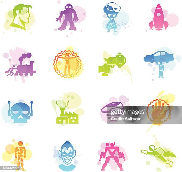 stains icons - superhero - amphibious vehicle stock illustrations