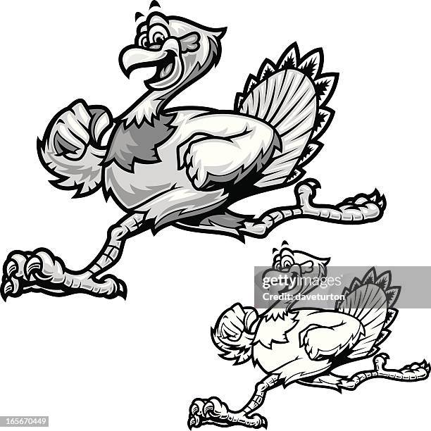 turkey run b&w - turkey bird stock illustrations