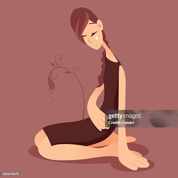 weeping woman - biological clock stock illustrations