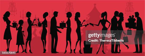 christmas giving silhouette - house side view illustration stock illustrations