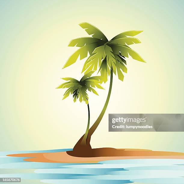 tropical palm tree island - desert island stock illustrations