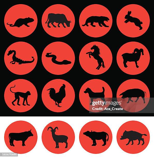 chinese new year signs of the zodiac - giant rabbit stock illustrations