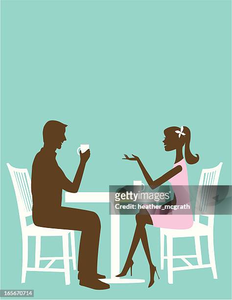 man and woman at the table - restaurant happy couple stock illustrations