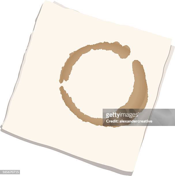 napkin with coffee stain - napkin stock illustrations