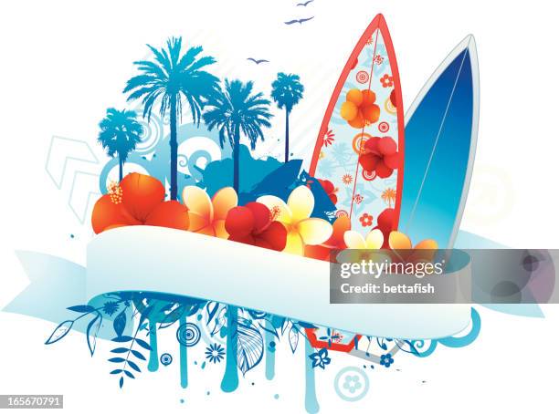 summer fun! - hibiscus flower pattern stock illustrations