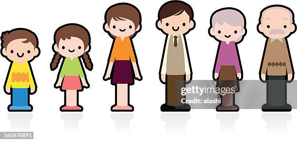 stockillustraties, clipart, cartoons en iconen met cute icon set: dear multi-generation family - familie met meerdere generaties