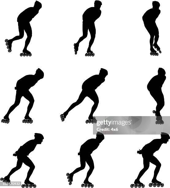 rollerbladers - roller-skating stock illustrations