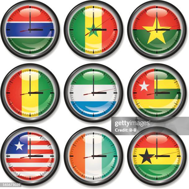 clock-west africa - guinea flag stock illustrations