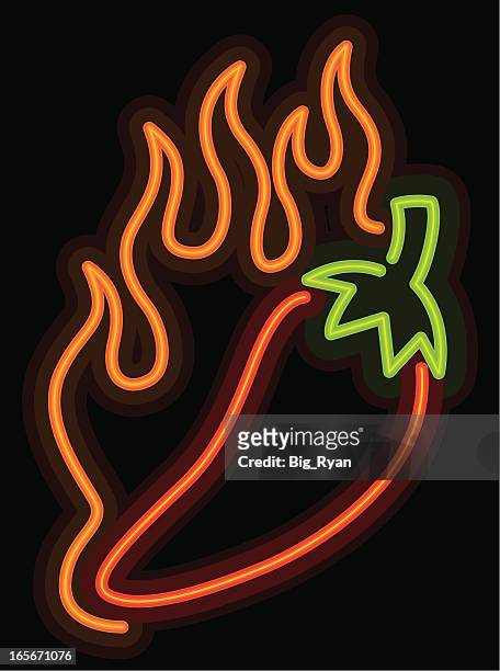 neon pepper - spice stock illustrations