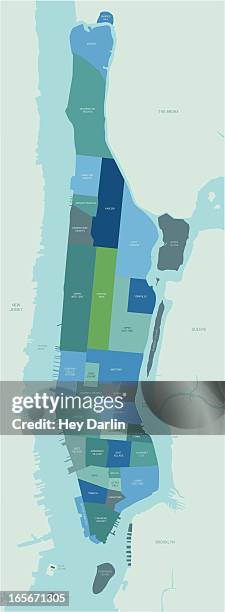 bezirken manhattans karte - new york map stock-grafiken, -clipart, -cartoons und -symbole