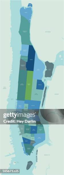 manhattan neighborhoods map - manhattan stock illustrations