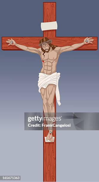 illustrazioni stock, clip art, cartoni animati e icone di tendenza di crocifisso - the crucifixion