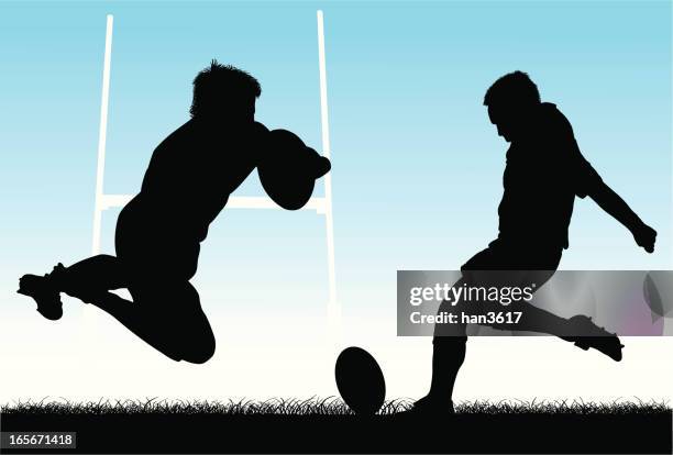 rugby silhouettes - rugby league stock illustrations