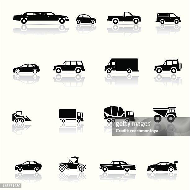 ilustrações, clipart, desenhos animados e ícones de conjunto de ícones de veículos - hatchback
