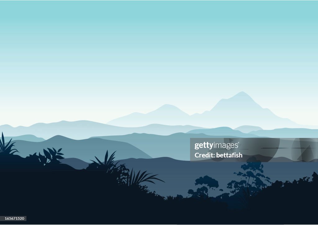 Winter sunrise in the mountains
