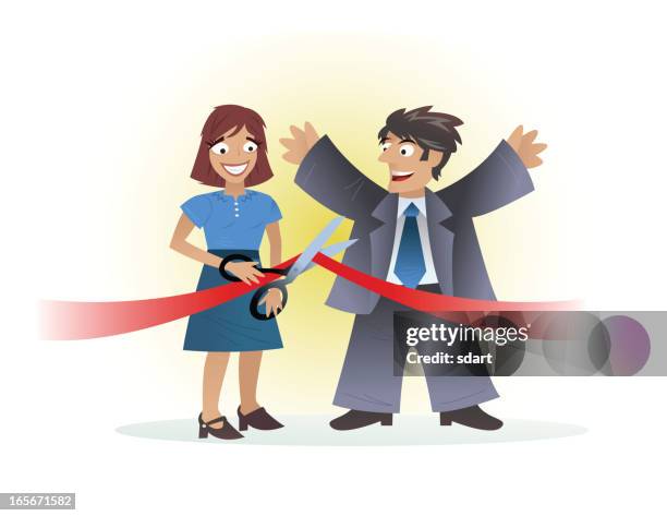 ribbon cutting ceremony - ribbon cutting stock illustrations