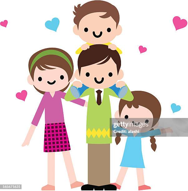 happy family time - piggyback stock illustrations