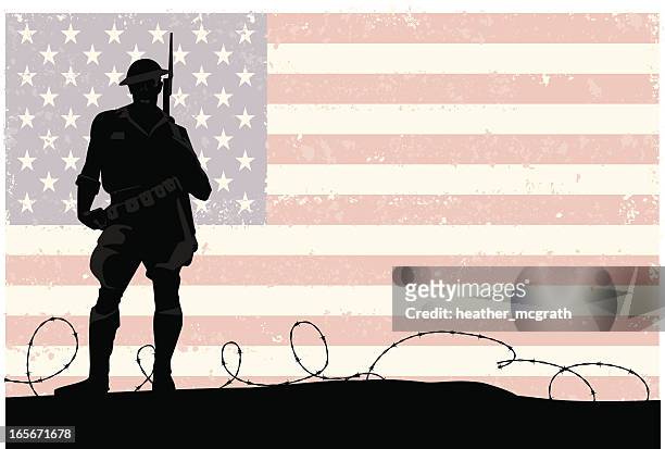 stockillustraties, clipart, cartoons en iconen met american soldier - tweede wereldoorlog
