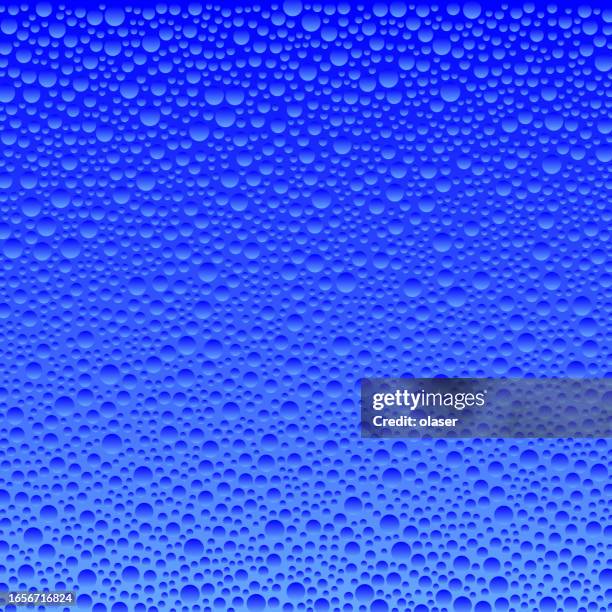 blue droplets artfully adorn a blue-tinted window glass surface, creating a serene yet dynamic visual tableau. - tableau stock illustrations