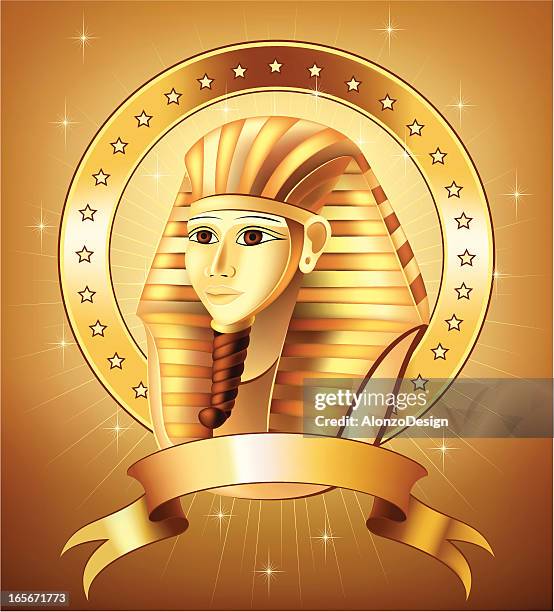 illustrazioni stock, clip art, cartoni animati e icone di tendenza di faraone emblema - headdress