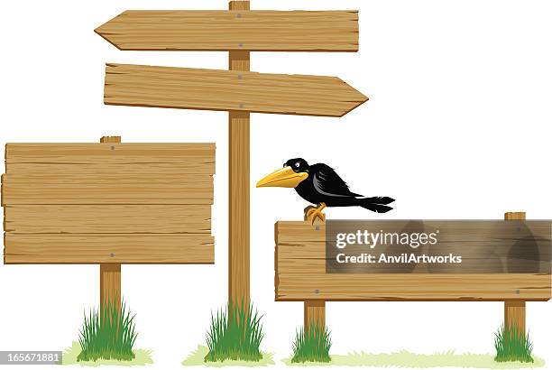 stockillustraties, clipart, cartoons en iconen met wooden signs - wegwijzer