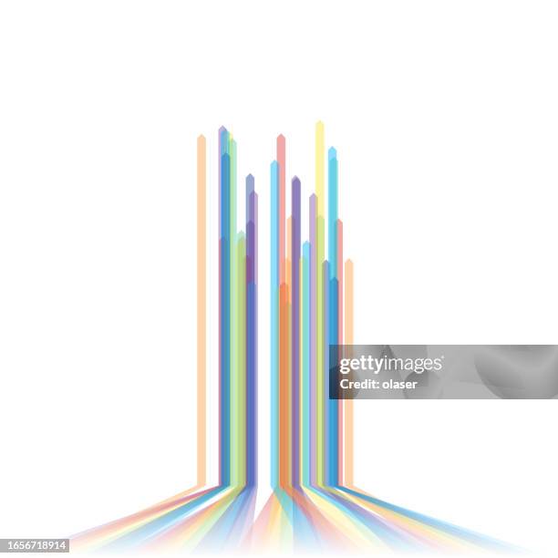 a 3d bar graph features transparent, overlapping bars of random lengths and positions, creating a complex and visually engaging data visualization. - dynamic positioning stock illustrations