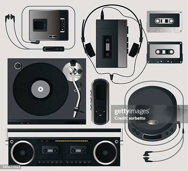 retro music player - personal stereo stock illustrations