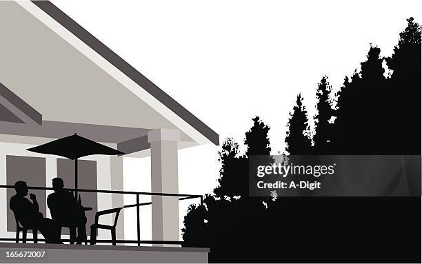 lifestyle vector silhouette - two men talking stock illustrations