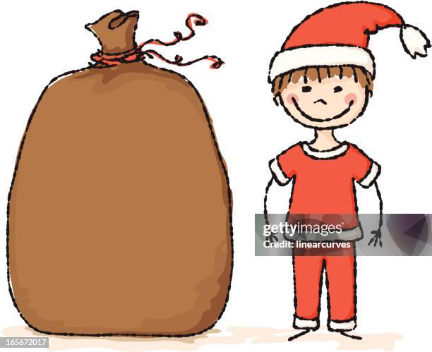 little santa with sack - young at heart stock illustrations