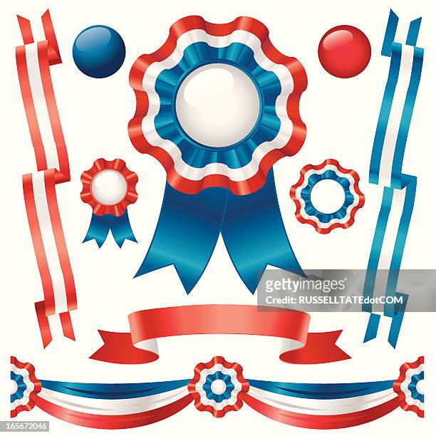 ribbons in red,white and blue - sash stock illustrations