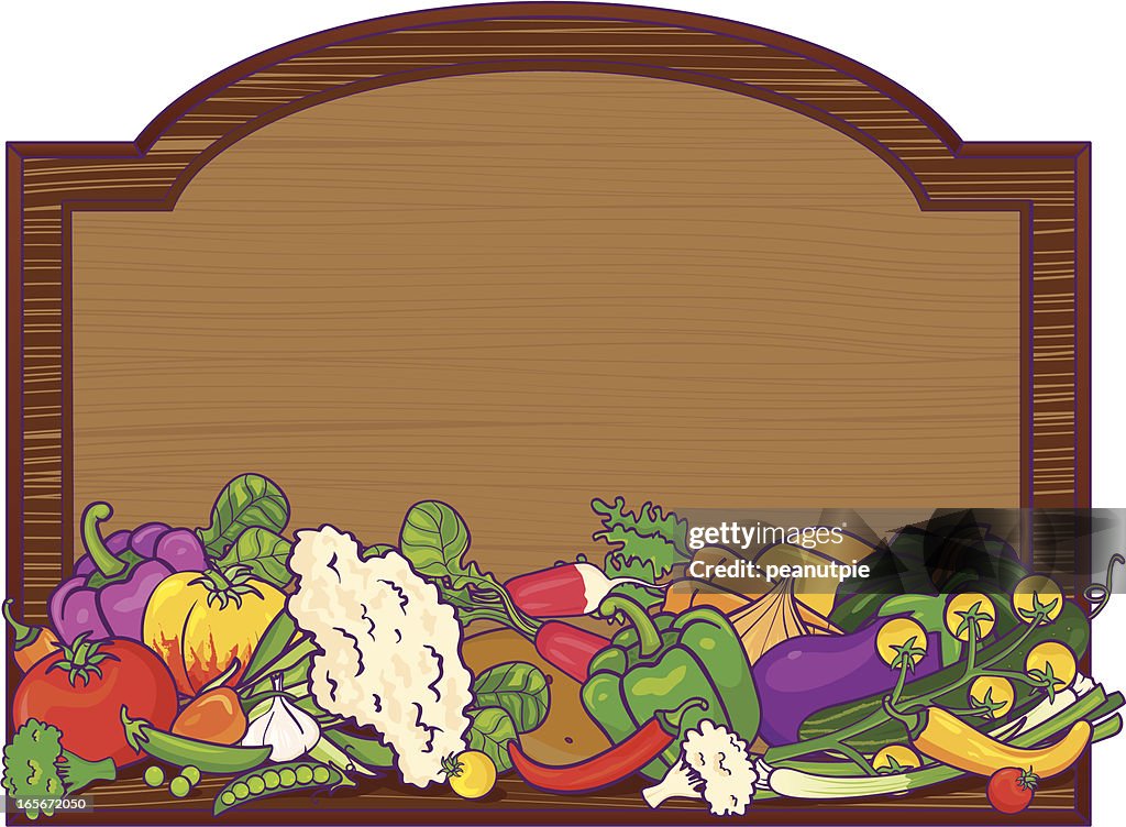 Vector Veggies Sign Wood Sign With Vegetables High-Res Vector Graphic - Getty Images