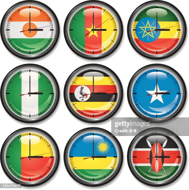 clock-central africa - niger map stock illustrations