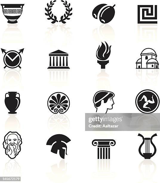 schwarze symbole-griechenland - amphore stock-grafiken, -clipart, -cartoons und -symbole