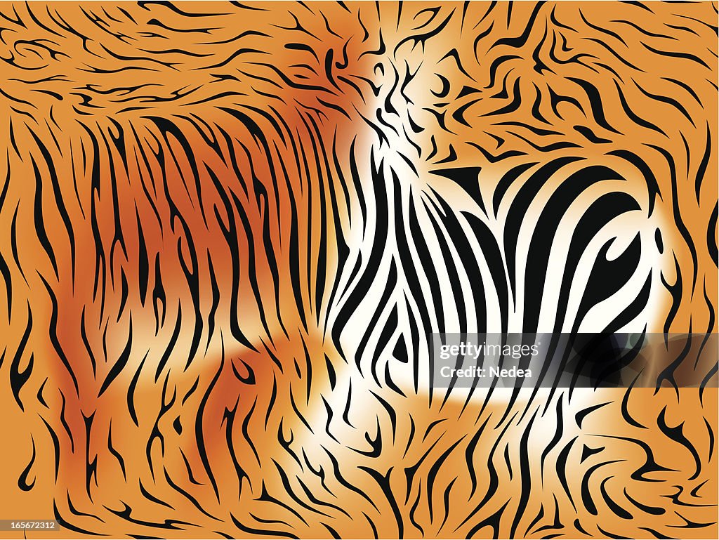 Zebra and tiger seamless background