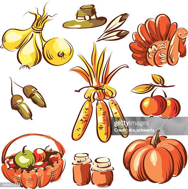thanksgiving - thanksgiving spread stock illustrations