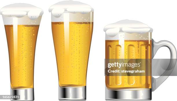 glasses of beer - beer glasses stock illustrations