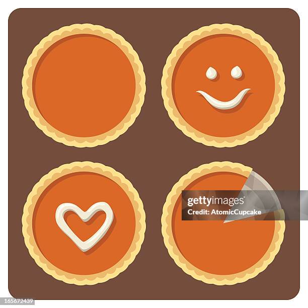 pumpkin pies - pie from above stock illustrations