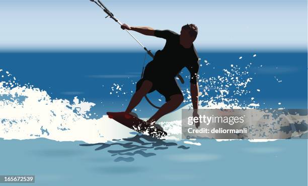 kiteboarding - kite surfing stock illustrations