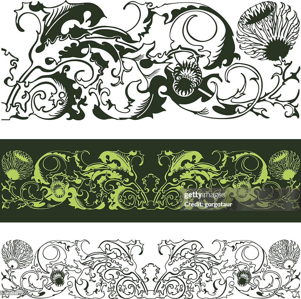 Floral scroll border - thistle motif