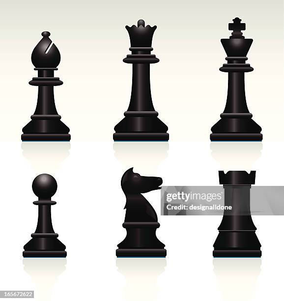 schach-set: schwarz - chess pieces stock-grafiken, -clipart, -cartoons und -symbole