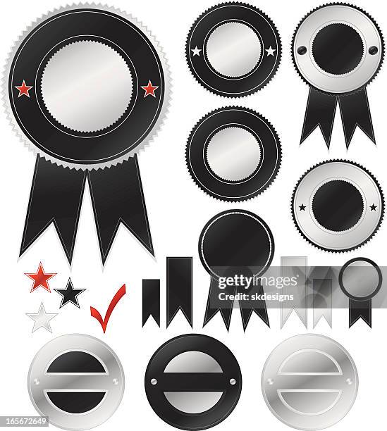 Soft Rounded Emblem Black Silver Round Emblems And Stickers Set High-Res Vector Graphic ...