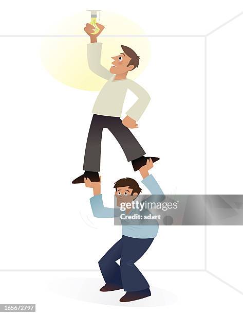 changing a light bulb - changing lightbulb stock illustrations