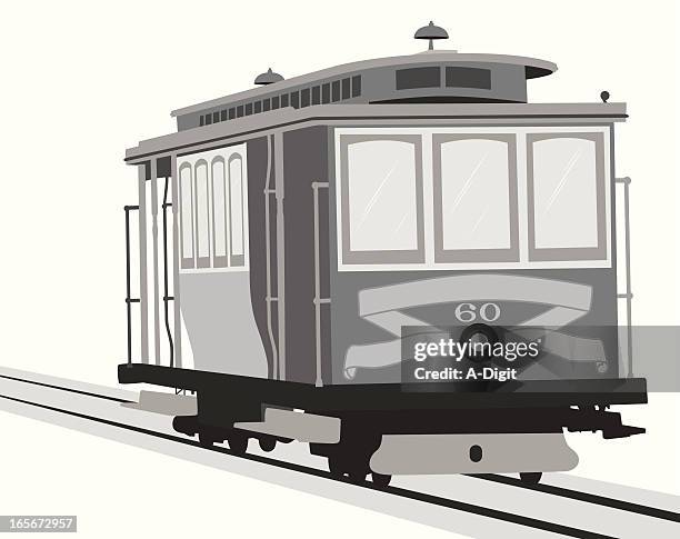 street train vector silhouette - tram stock illustrations