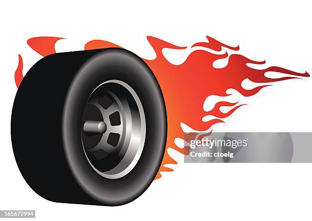 wheel of fire - racecar stock illustrations