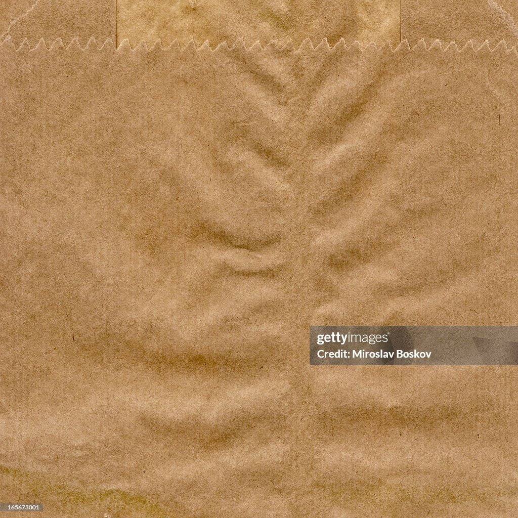 Hi-Res Brown Kraft Paper Grocery Bag Crumpled Grunge Texture Detail